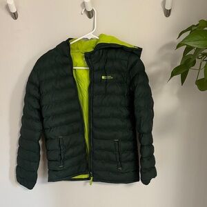 Dark Green Puffer Jacket with Lime Lining